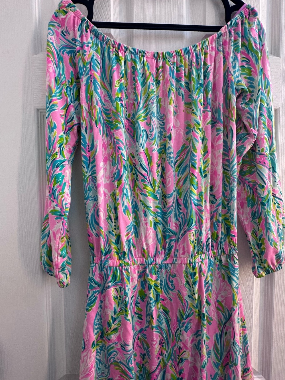 Lilly Pulitzer Pink Tropical-Print Off-Shoulder Mini Dress/jumpsuit